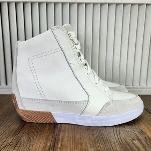 Sorel Out N About Wedge Lace Up Bootie Womens Sz 9 Sea Salt Gum Shoes NL4596-125